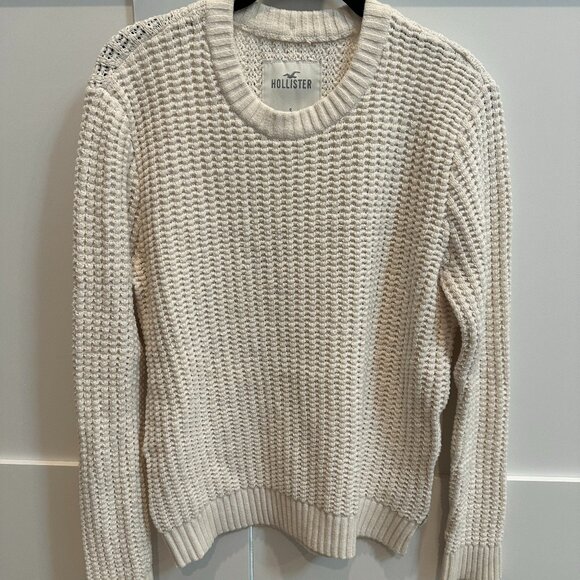 Hollister Cream wWaffle-knit Crewneck Sweater S - Picture 1 of 2
